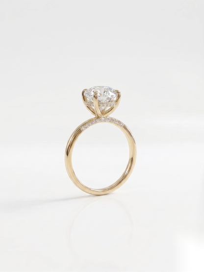 3 CT Oval Hidden Halo & Dainty Pave Moissanite Engagement Ring