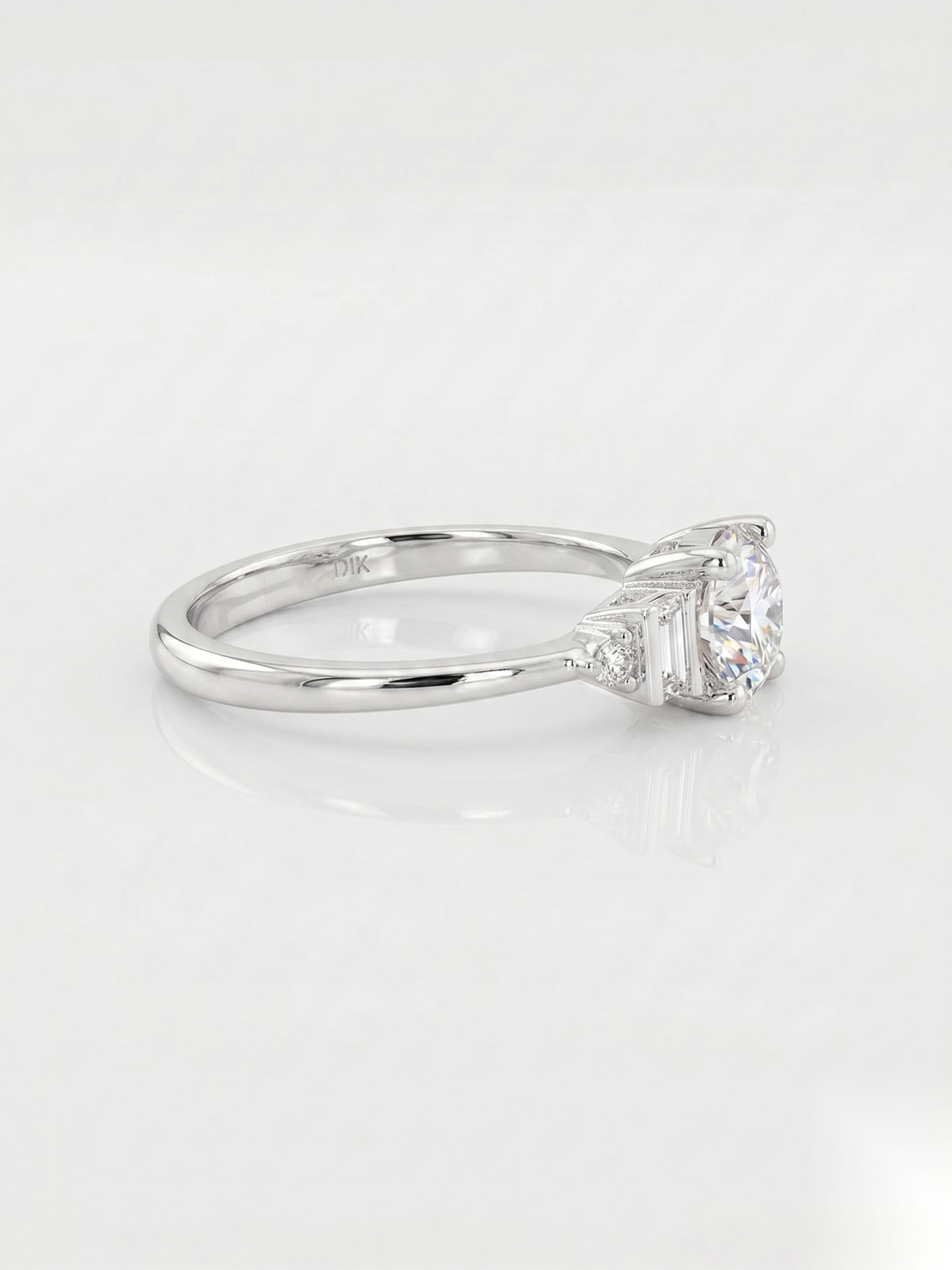 1 CT Round Dainty Pave Moissanite Engagement Ring