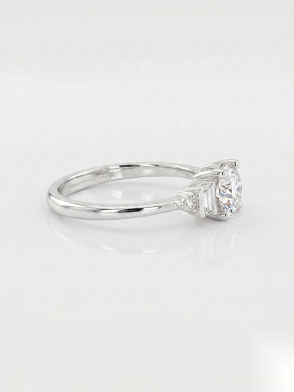 1 CT Round Dainty Pave Moissanite Engagement Ring