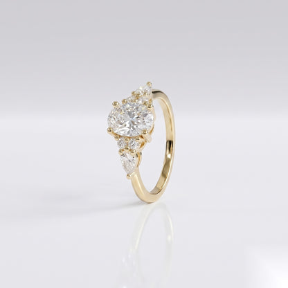 1 CT Oval Cluster Moissanite Engagement Ring