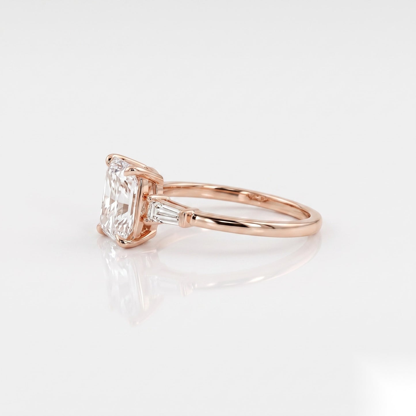 1.5 CT Radiant Five Stone Moissanite Engagement Ring