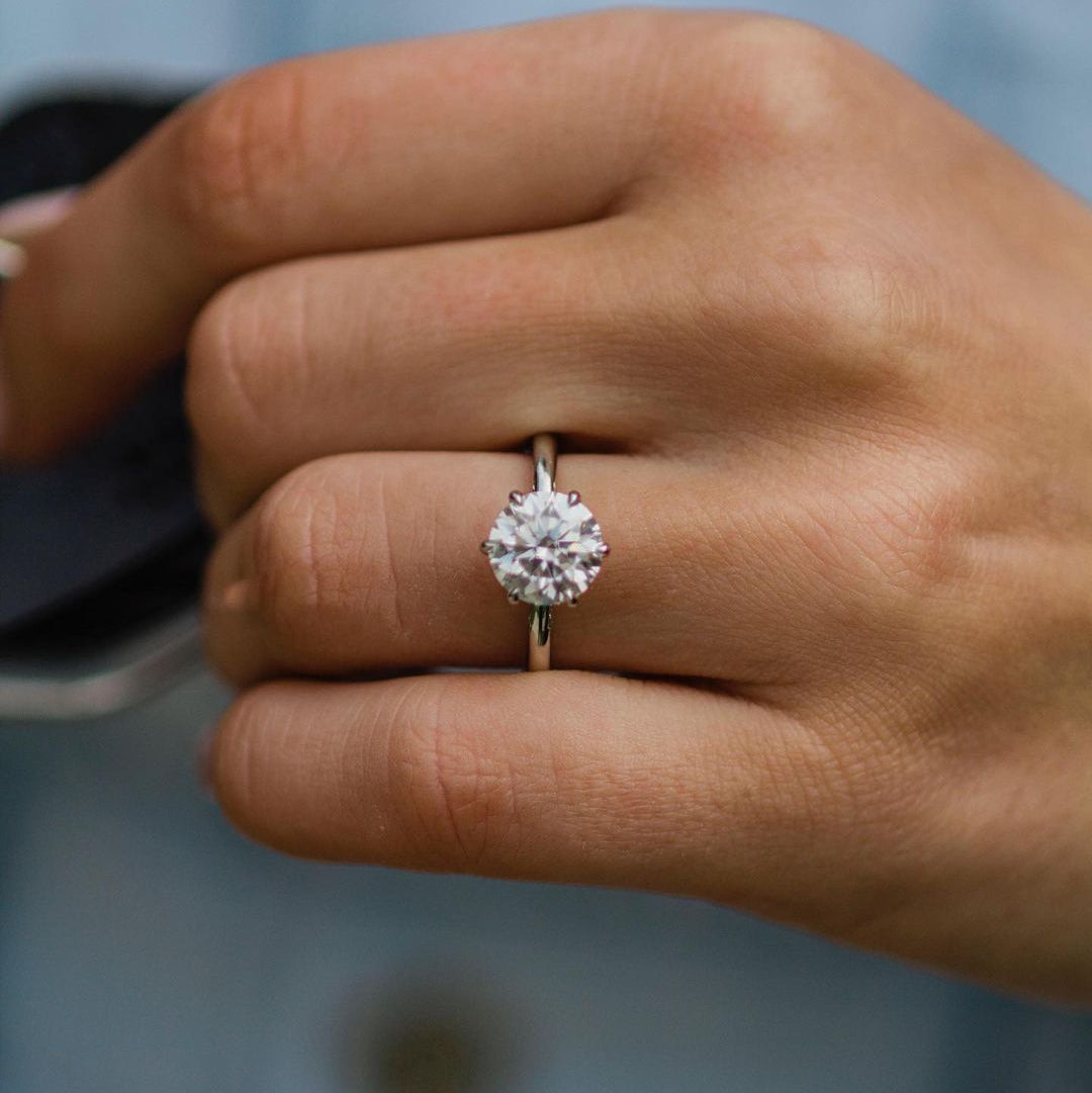 2.1 CT Round Dainty Pave Moissanite Engagement Ring