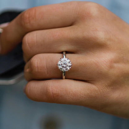 2.1 CT Round Dainty Pave Moissanite Engagement Ring