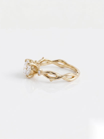 1 CT Round Dainty Pave Moissanite Engagement Ring