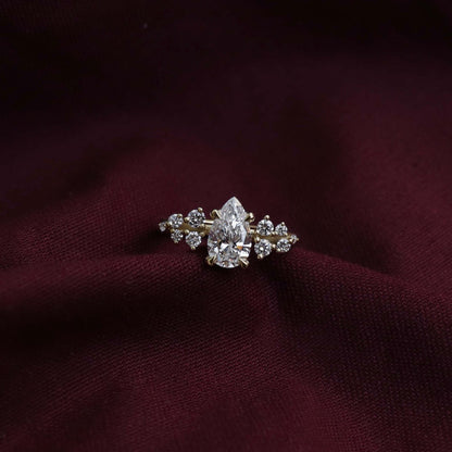 1 CT Pear Cluster Moissanite Engagement Ring