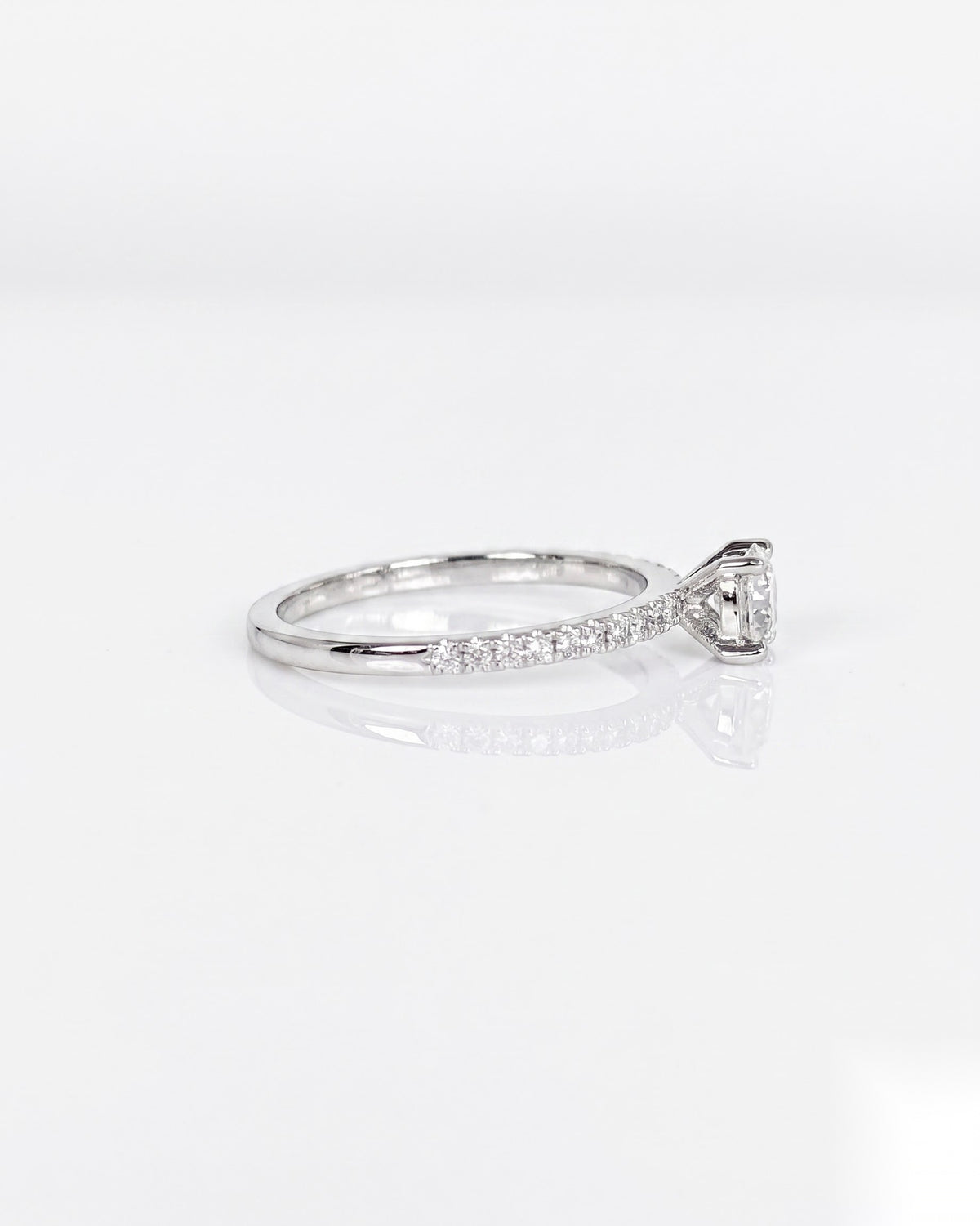 0.5 CT Round Pave Moissanite Engagement Ring