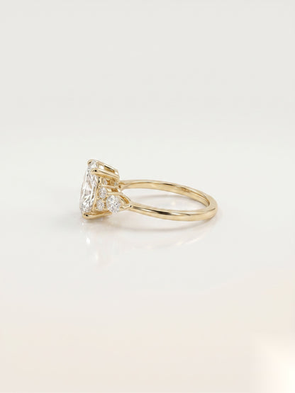 2.25 CT Oval Cluster Moissanite Engagement Ring