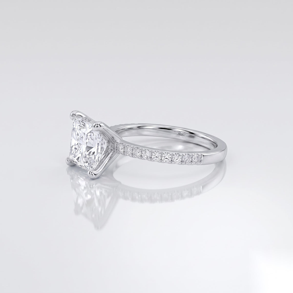 1 CT Princess Pave Moissanite Engagement Ring