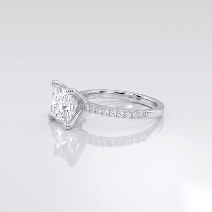 1 CT Princess Pave Moissanite Engagement Ring