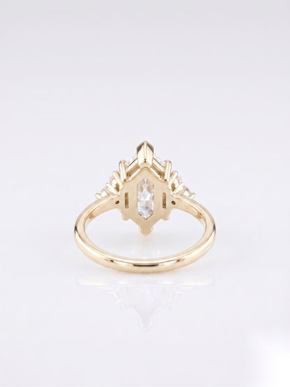 1.5 CT Marquise Five Stone Moissanite Engagement Ring