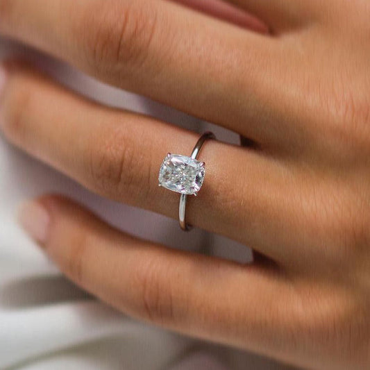 1.8 CT Cushion Hidden Halo Moissanite Engagement Ring