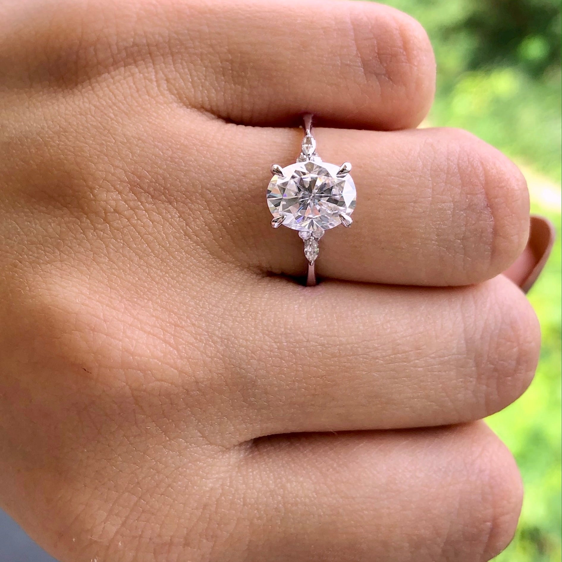 1.91 CT Oval Cluster Moissanite Engagement Ring