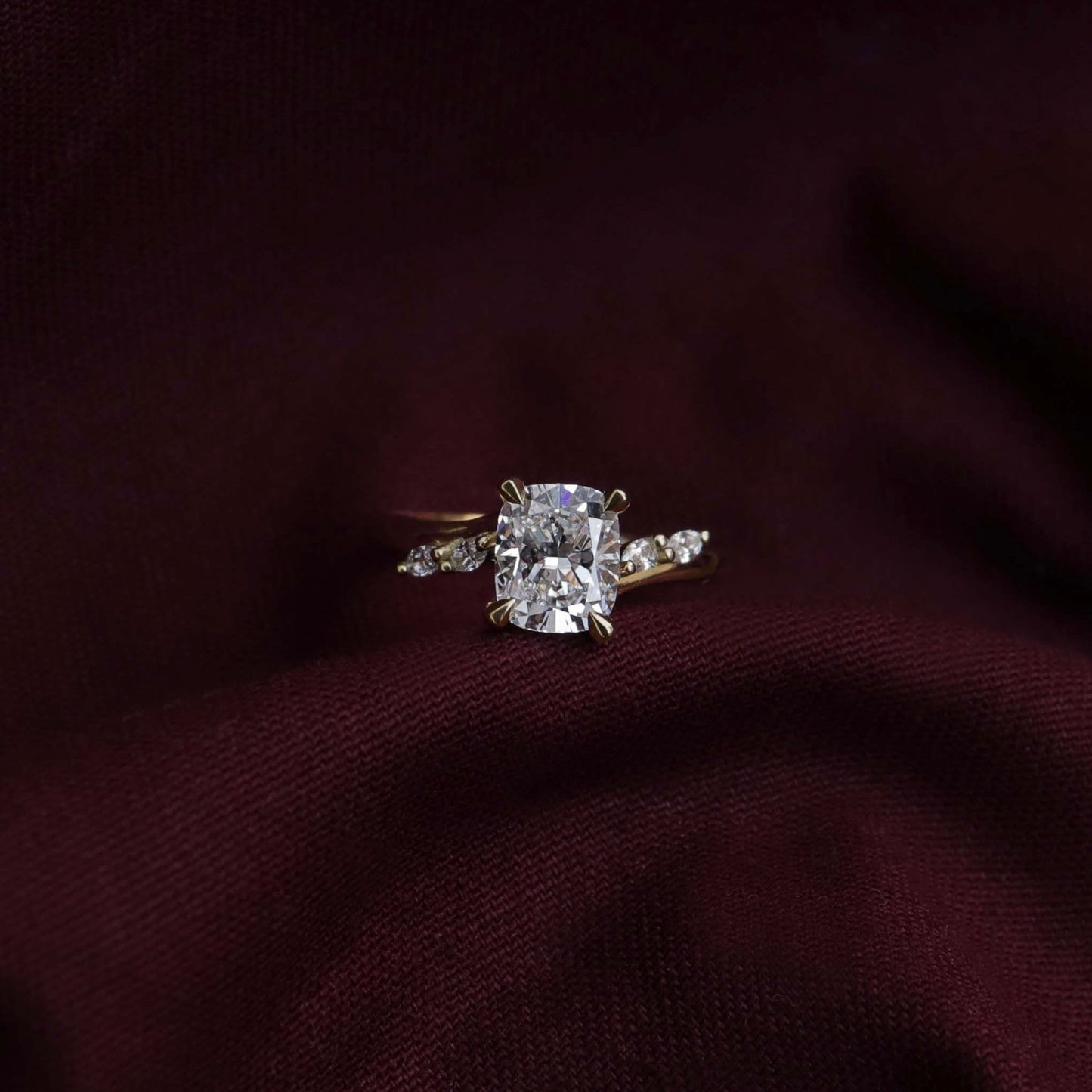 1.5 CT Elongated Cushion Cluster Moissanite Engagement Ring