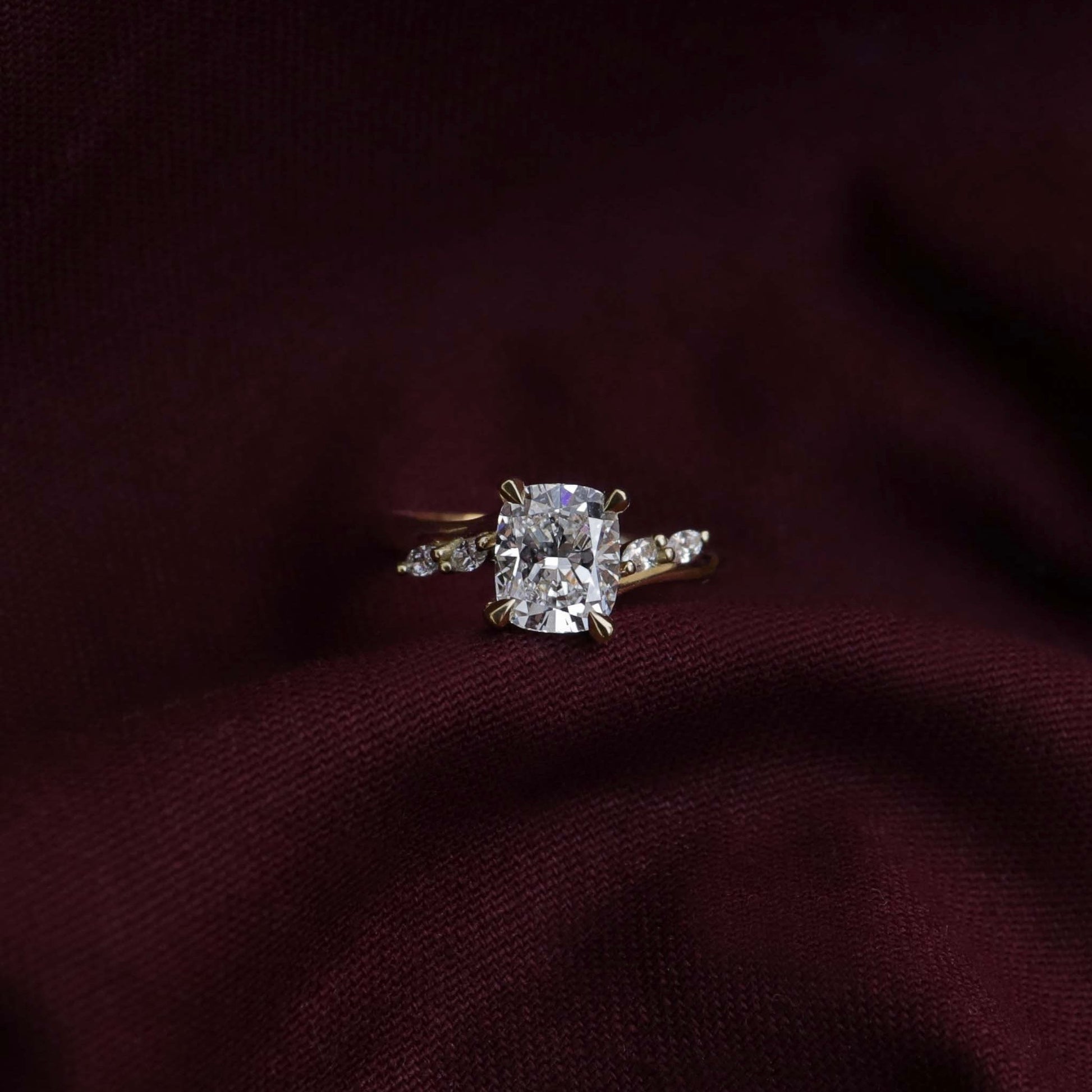 1.5 CT Elongated Cushion Cluster Moissanite Engagement Ring