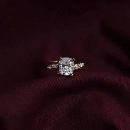 1.5 CT Elongated Cushion Cluster Moissanite Engagement Ring
