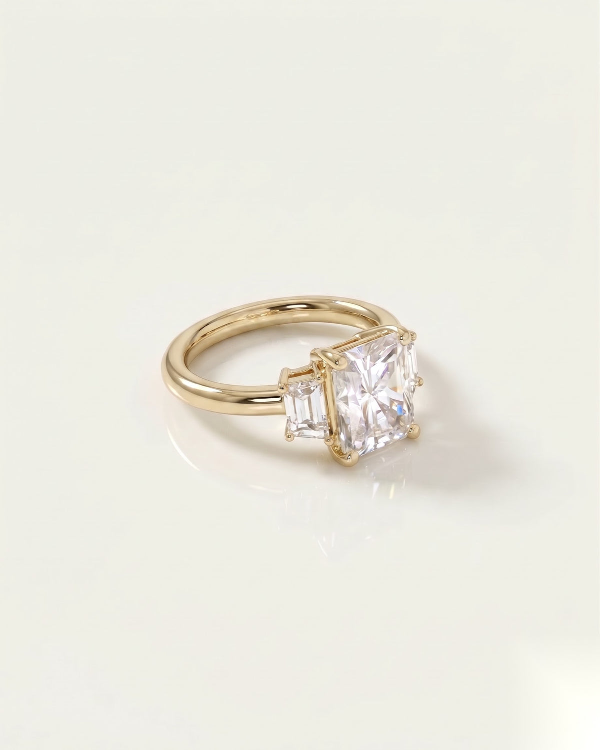 2.5 CT Radiant Three Stone Moissanite Engagement Ring