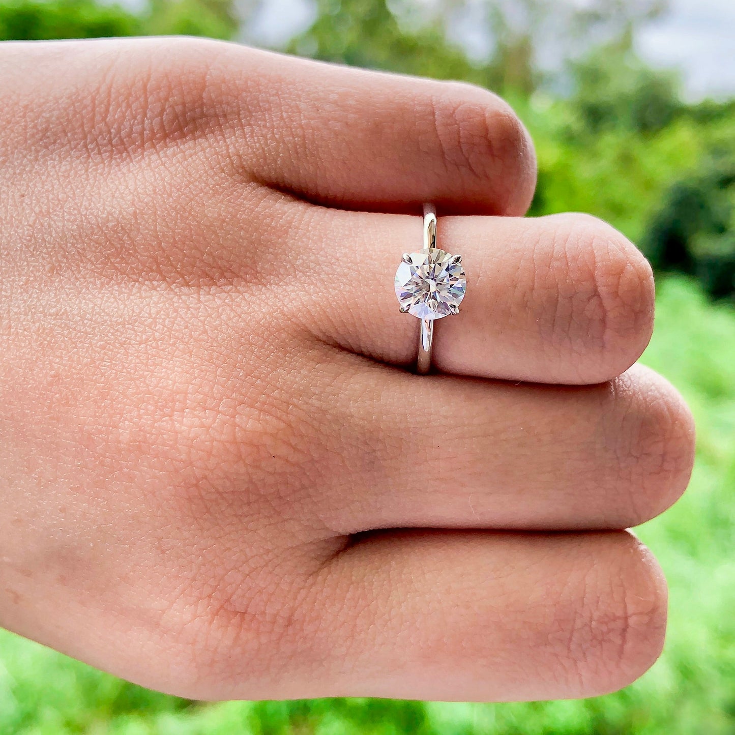 1.85 CT Round Solitaire Moissanite Engagement Ring