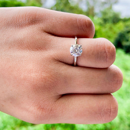 1.85 CT Round Solitaire Moissanite Engagement Ring