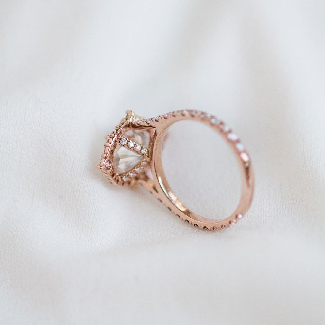 3 CT Pear Halo & Pave Moissanite Engagement Ring