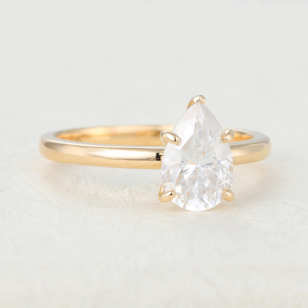 1.5 CT Pear Shaped Moissanite Engagement Ring In Solitaire Design