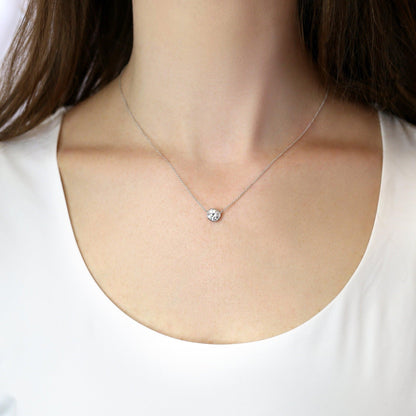 1 CT Round Moissanite Solitaire Necklace