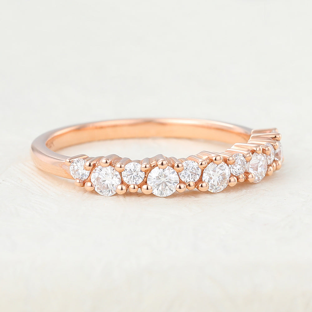 0.29 TCW Round Cluster Moissanite Wedding Band