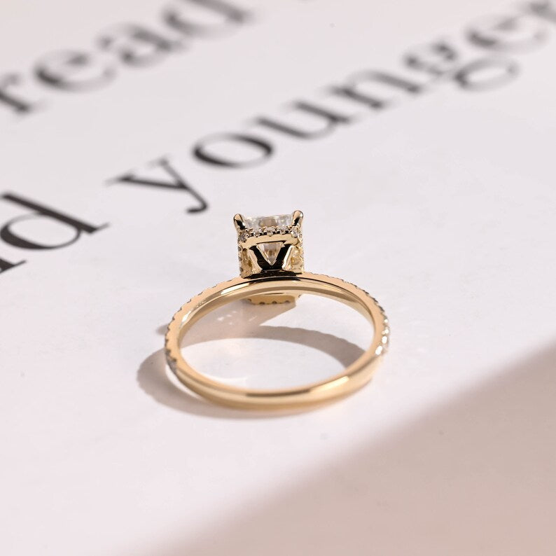 2.0 CT Radiant Pave Moissanite Engagement Ring