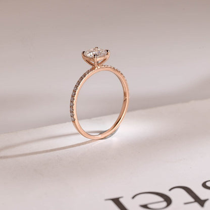 2.0 CT Cushion Pave Moissanite Engagement Ring