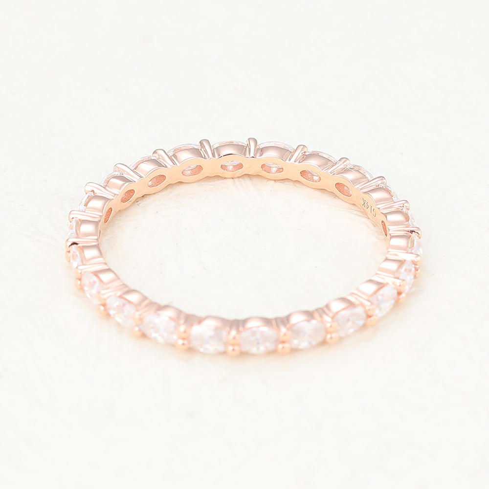 1.32 TCW Oval Full Eternity Moissanite Wedding Band