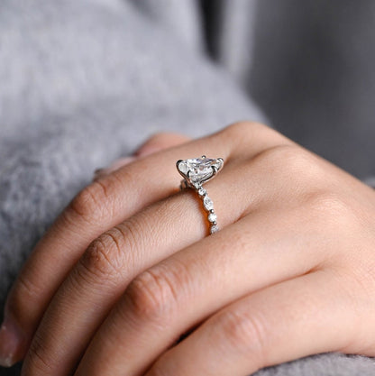 2.0 CT Pear Pave Moissanite Engagement Ring