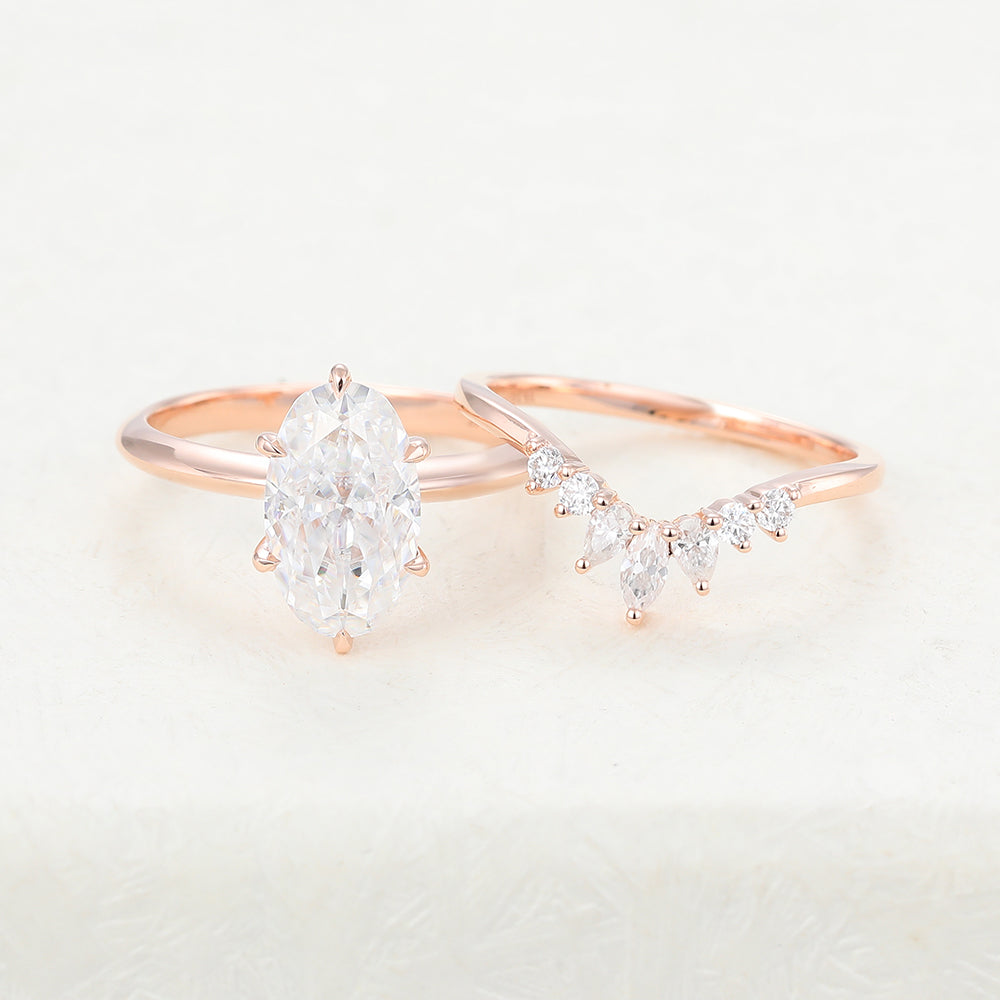 2.5 CT Oval Solitaire Moissanite Bridal Set