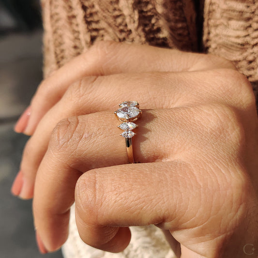 0.50 CT Oval Cluster Moissanite Engagement Ring