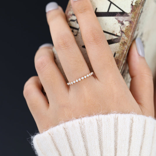 0.31 TCW Round Half Eternity Moissanite Wedding Band