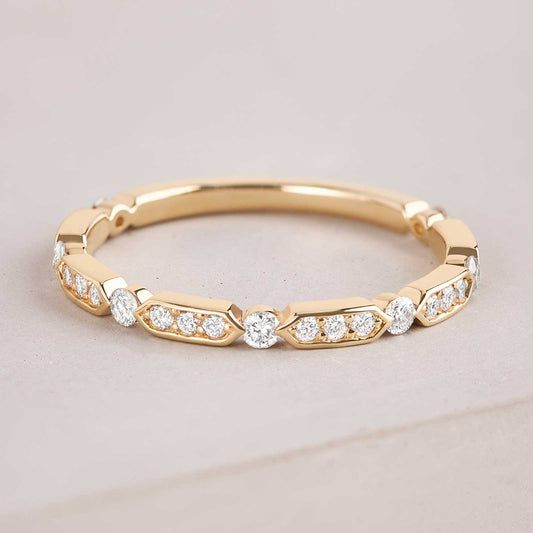 0.3 TCW Round Half Eternity Moissanite Wedding Band