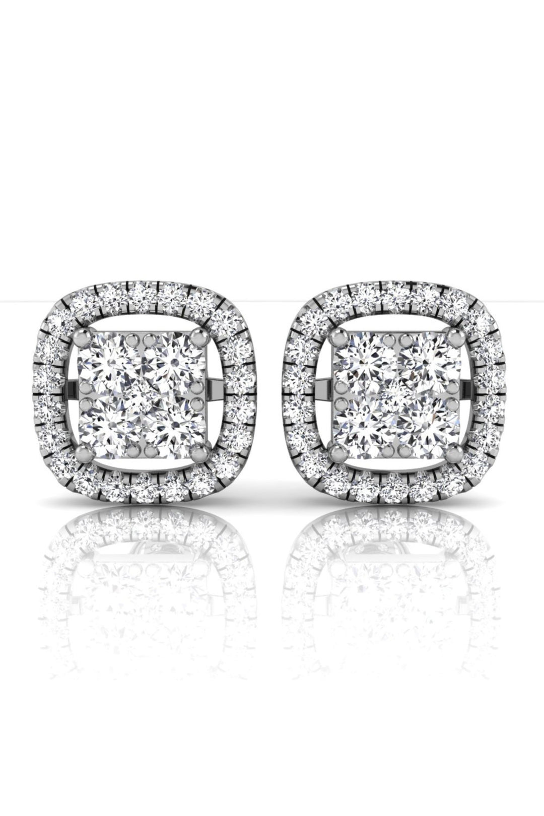 1.10 TCW Princess Cut Halo Stud Moissanite Earrings