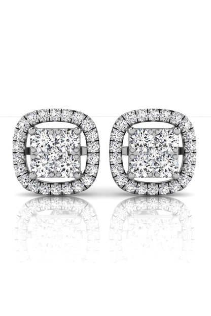 1.10 TCW Princess Cut Halo Stud Moissanite Earrings