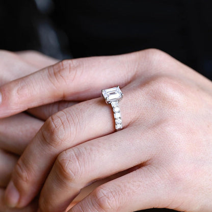 2.0 CT Emerald Pave Moissanite Engagement Ring
