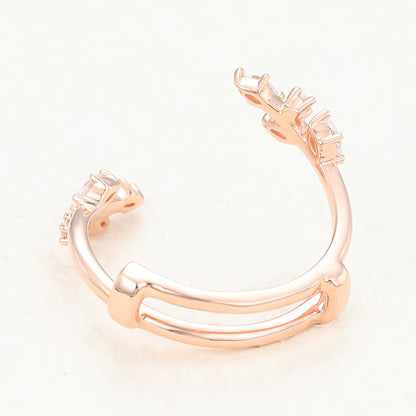 0.26 TCW Marquise & Round Twig Style Moissanite Wedding Band