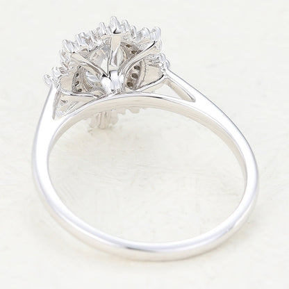 0.84 CT Round Shaped Moissanite Engagement Ring In Halo Design
