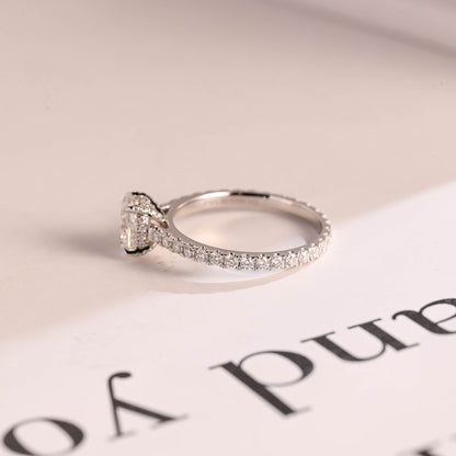 2.0 CT Oval Pave Moissanite Engagement Ring