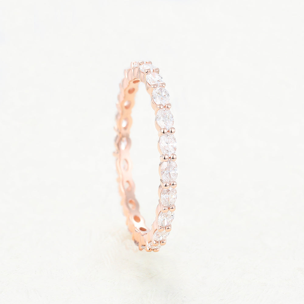 1.32 TCW Oval Full Eternity Moissanite Wedding Band