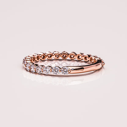 0.88 TCW Round Half Eternity Moissanite Wedding Band