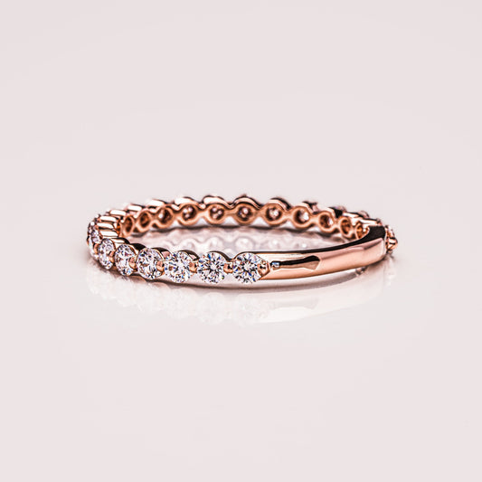 0.88 TCW Round Half Eternity Moissanite Wedding Band
