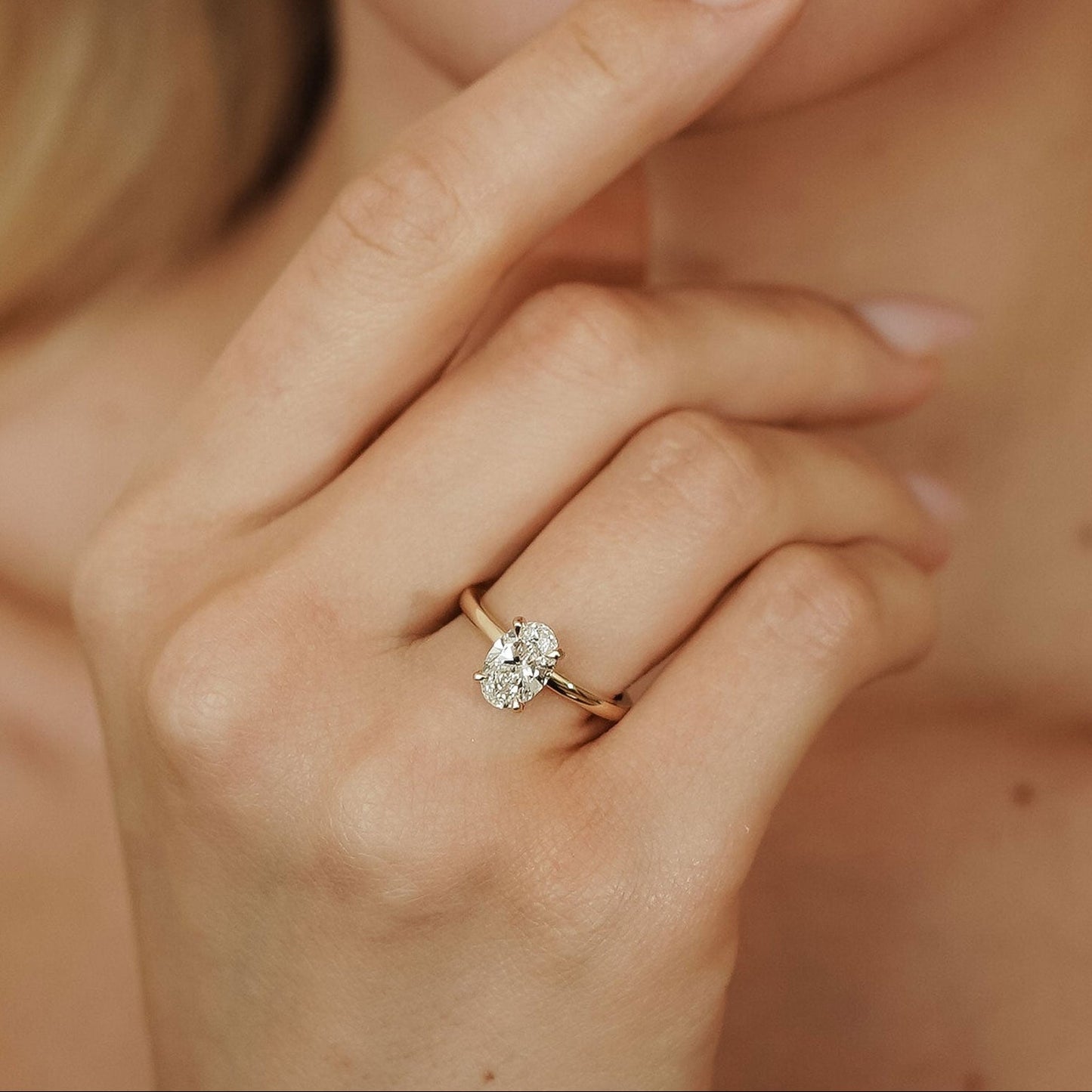 2.30 CT Oval Hidden Halo Moissanite Engagement Ring