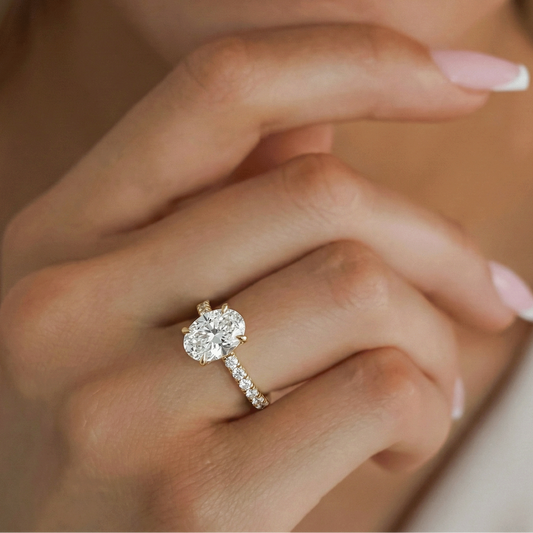 2.50 CT Oval Pave Moissanite Engagement Ring