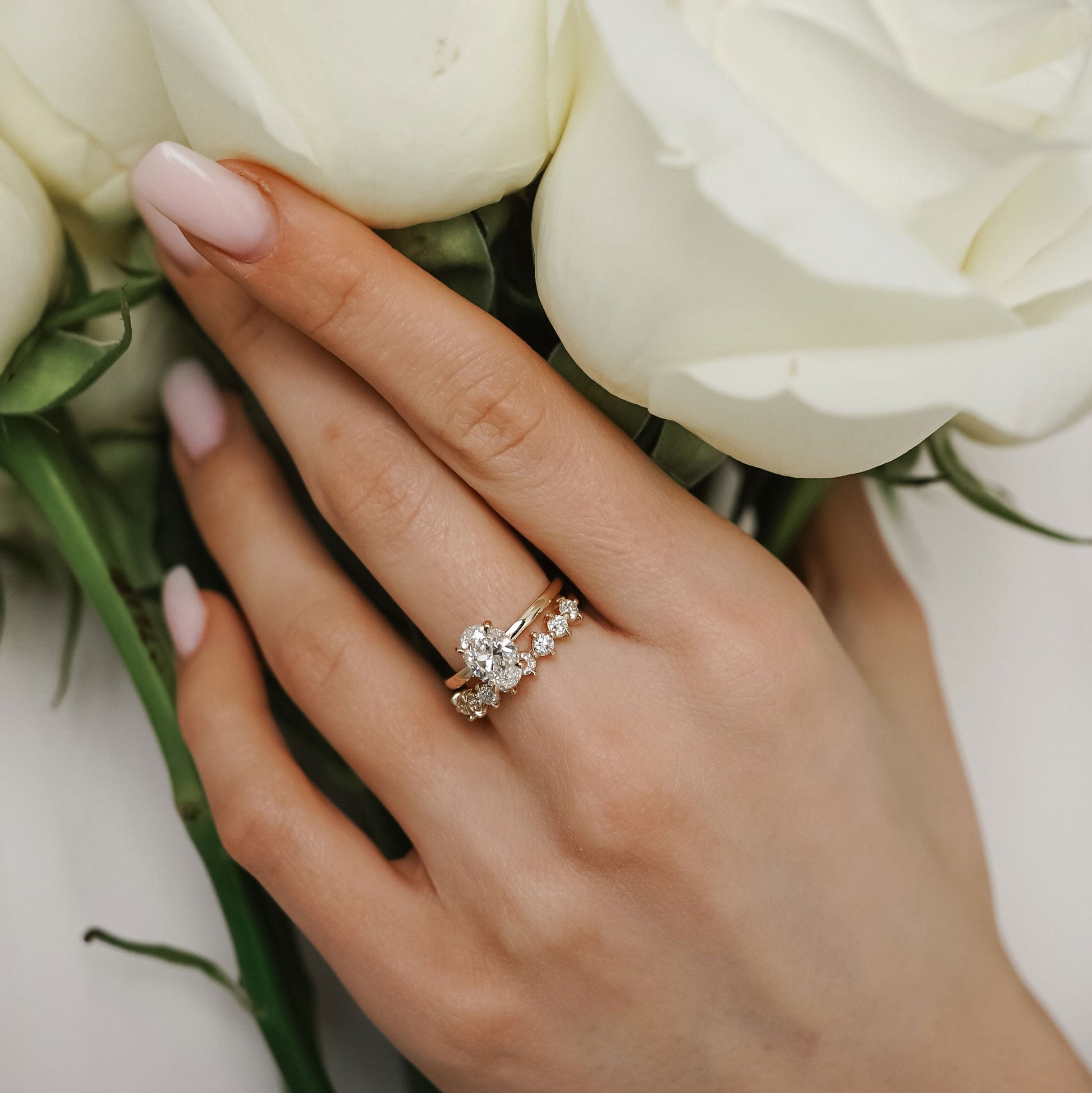 2.30 CT Oval Hidden Halo Moissanite Engagement Ring