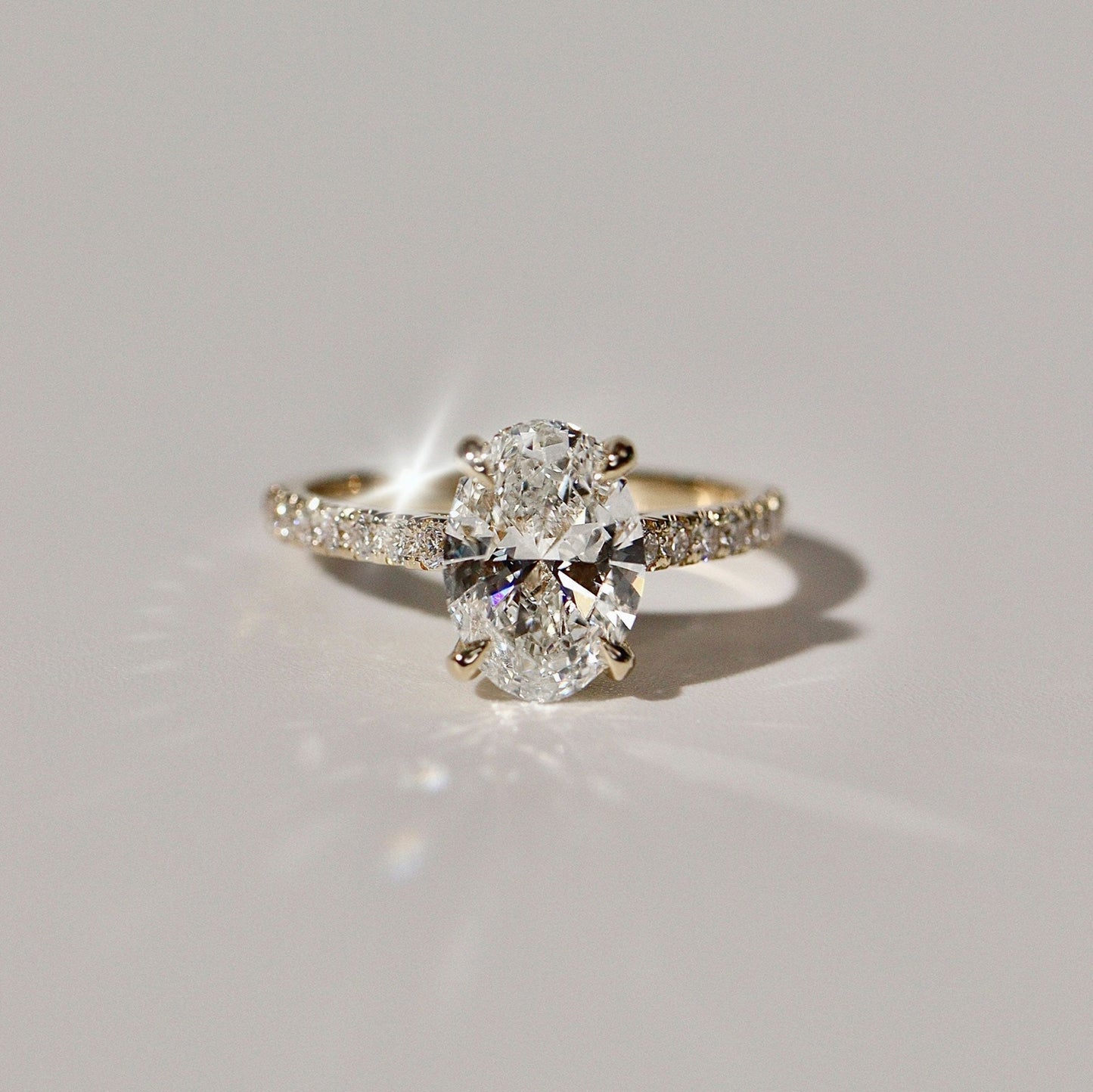 2.50 CT Oval Pave Moissanite Engagement Ring