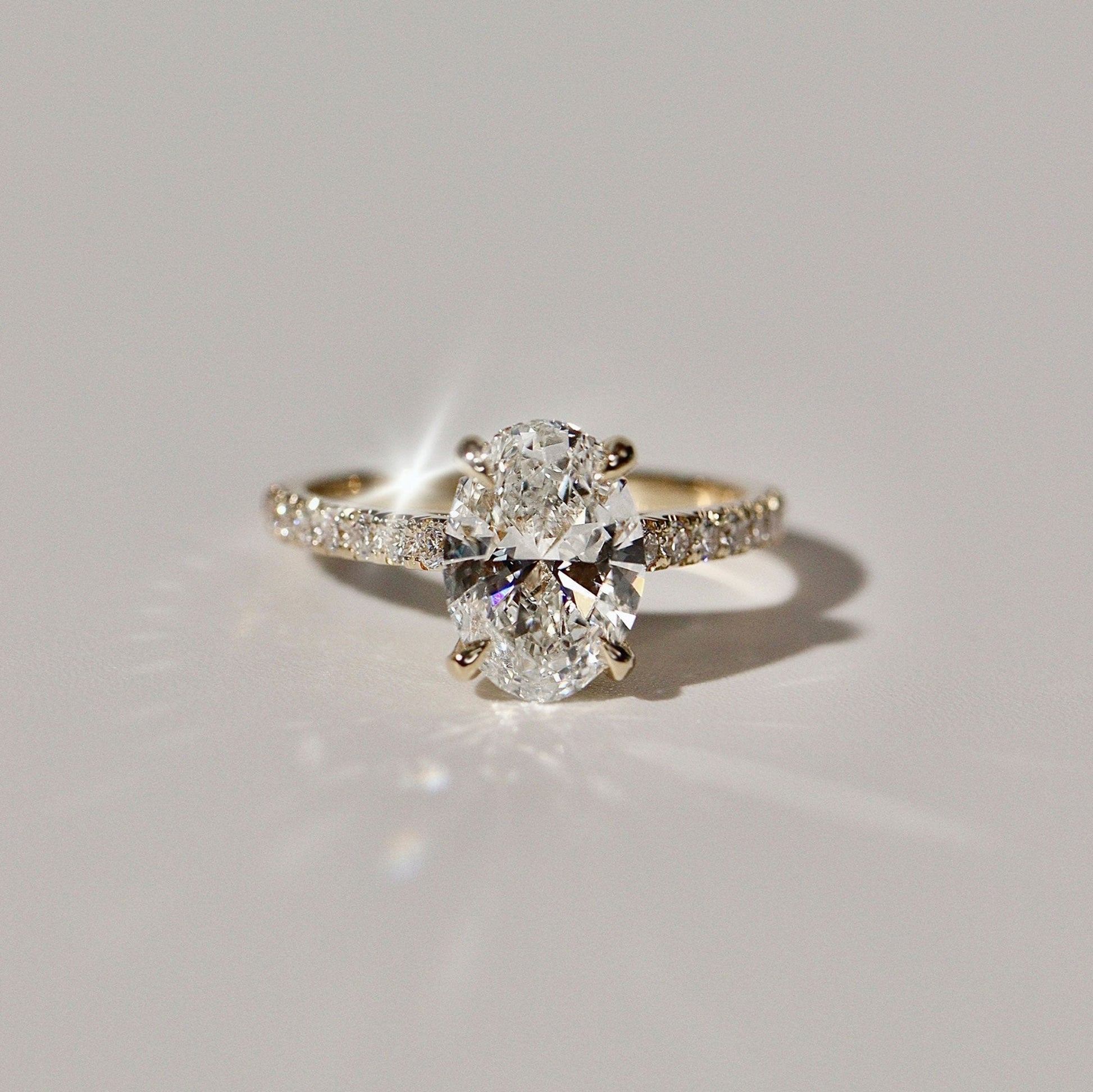 2.50 CT Oval Pave Moissanite Engagement Ring
