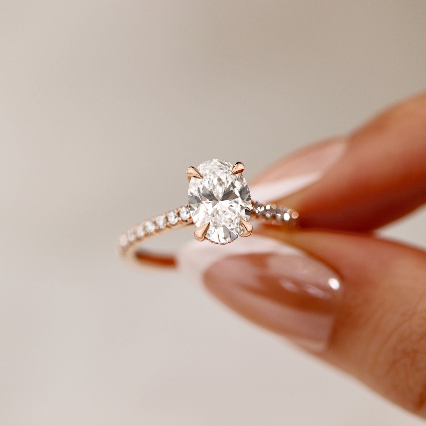 2.50 CT Oval Pave Moissanite Engagement Ring