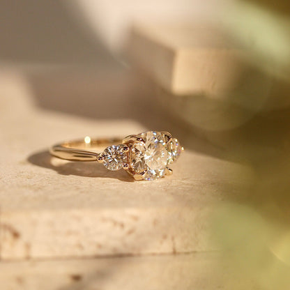 1.30 CT Round Three Stone Moissanite Engagement Ring